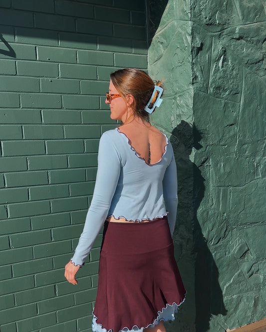 LOLA 2 IN 1 LONG SLEEVE TOP BLUE SKIES