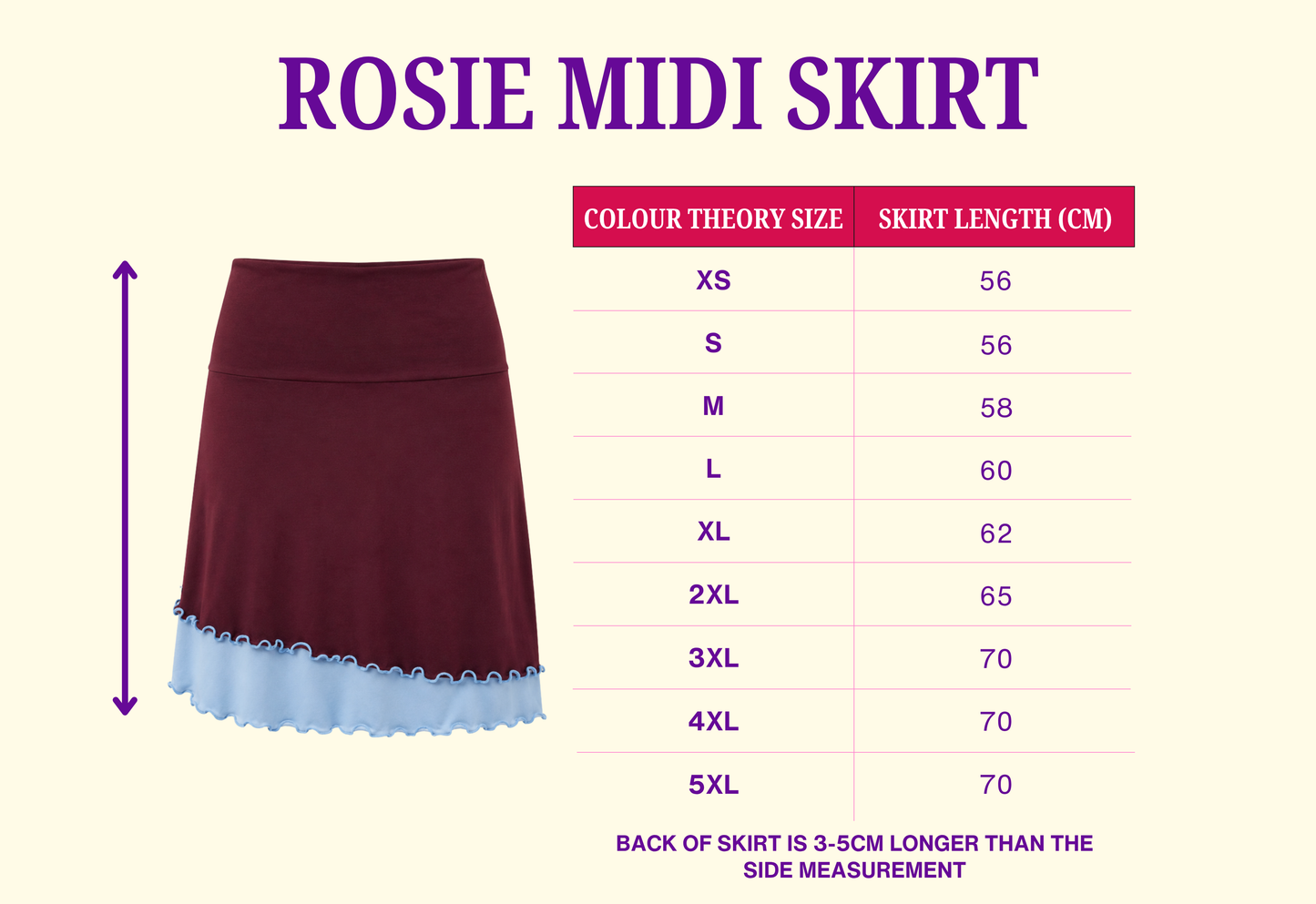 ROSIE MIDI SKIRT BURGENDY SKIES