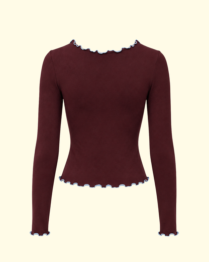 LOLA 2 IN 1 LONG SLEEVE TOP BURGENDY