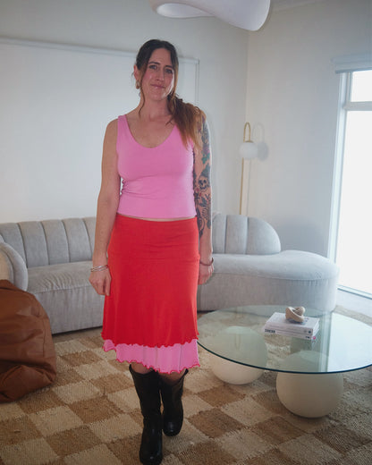 ROSIE MIDI SKIRT CHERRY BUBBLEGUM