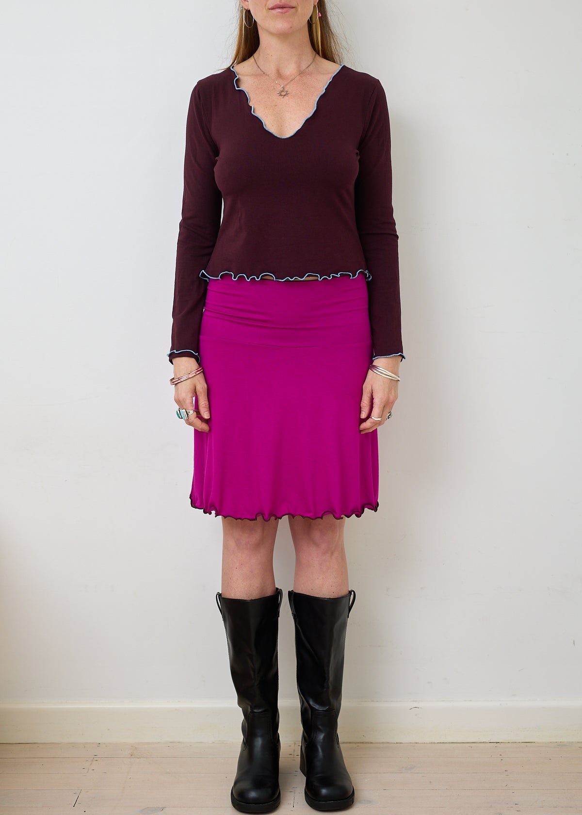 Lola 2 in 1 Long Sleeve Top - Burgundy