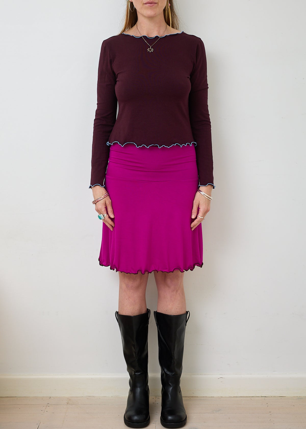 Lola 2 in 1 Long Sleeve Top - Burgundy