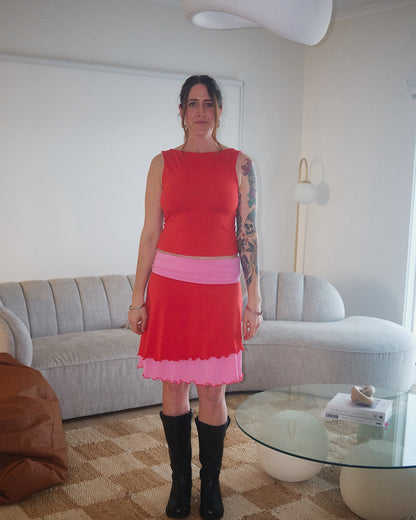 ROSIE MIDI SKIRT CHERRY BUBBLEGUM