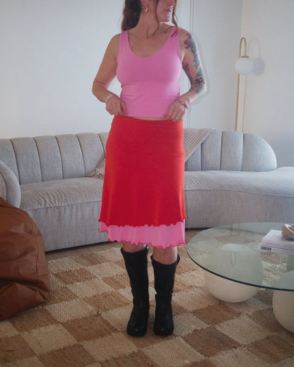 ROSIE MIDI SKIRT CHERRY BUBBLEGUM