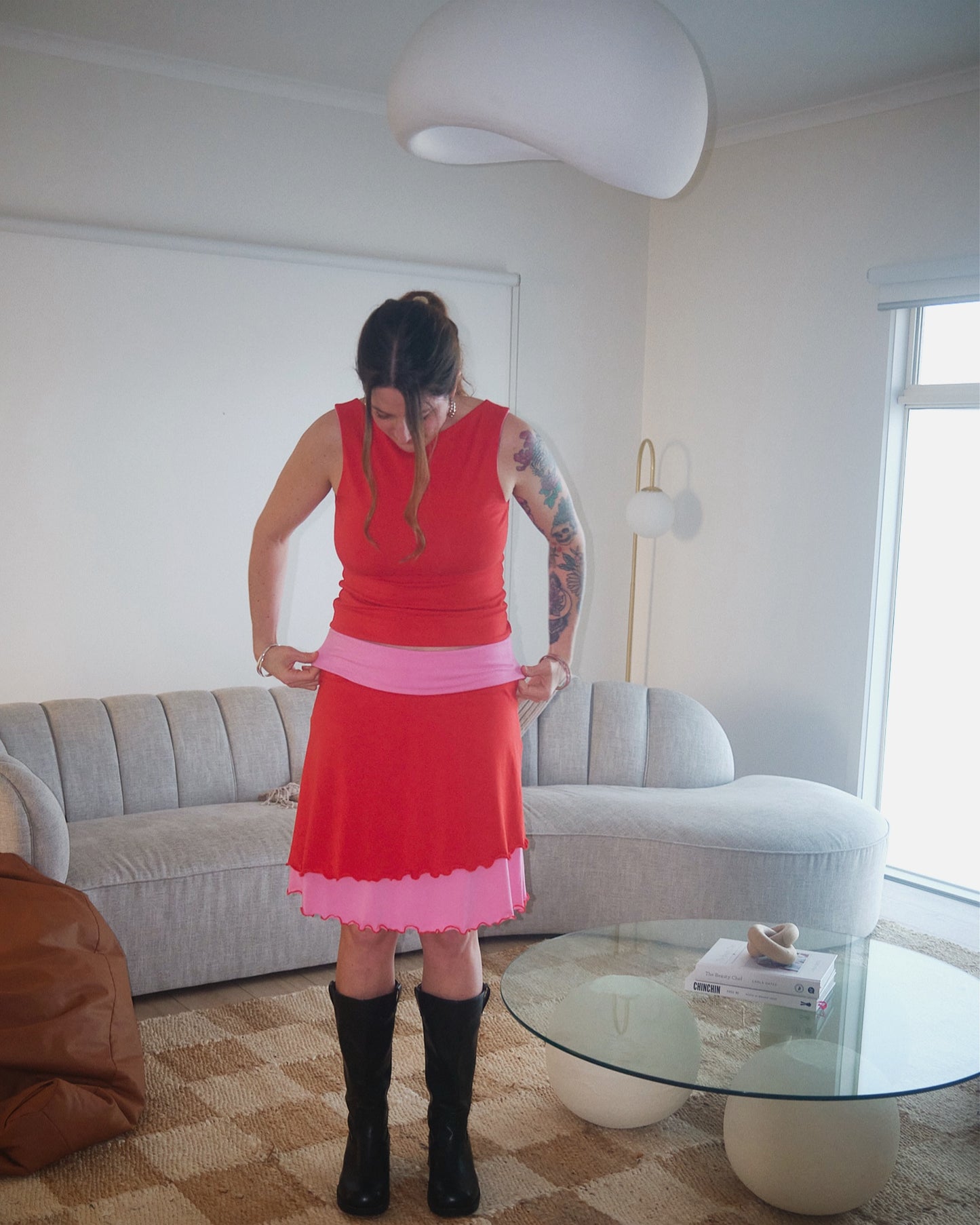 ROSIE MIDI SKIRT CHERRY BUBBLEGUM