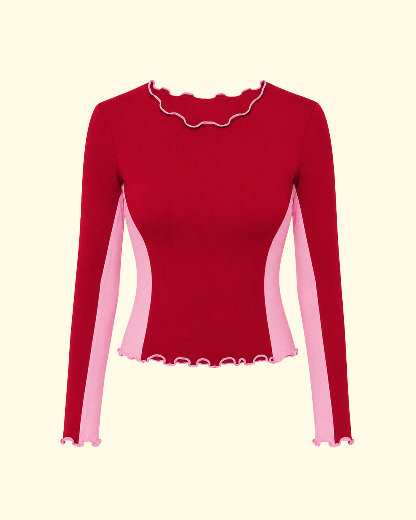 SPORTY SPLICE LONG SLEEVE TOP CHERRY BUBBLEGUM