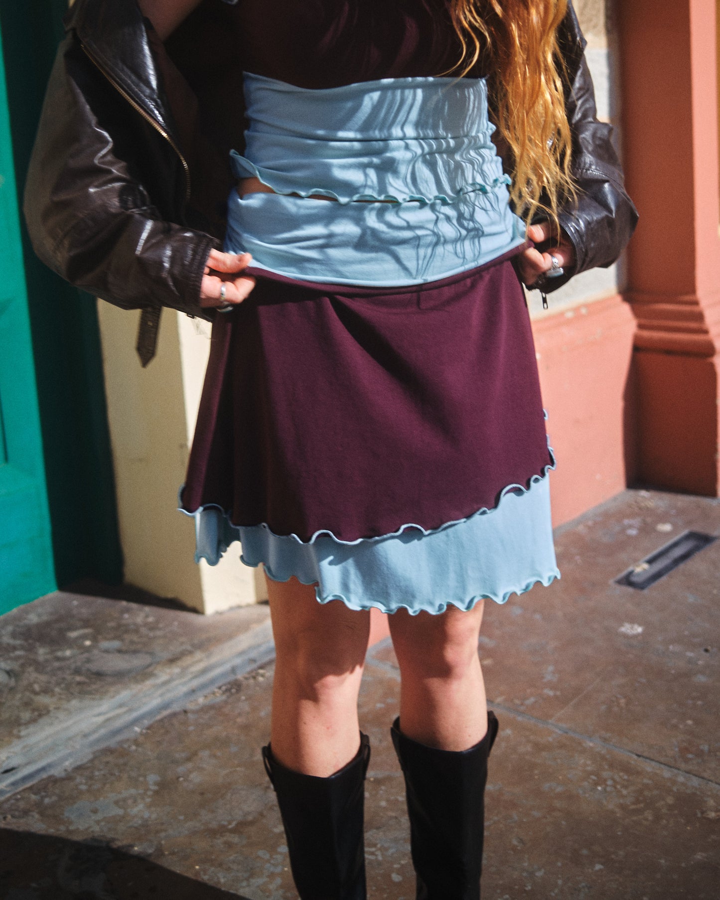 ROSIE MIDI SKIRT BURGENDY SKIES