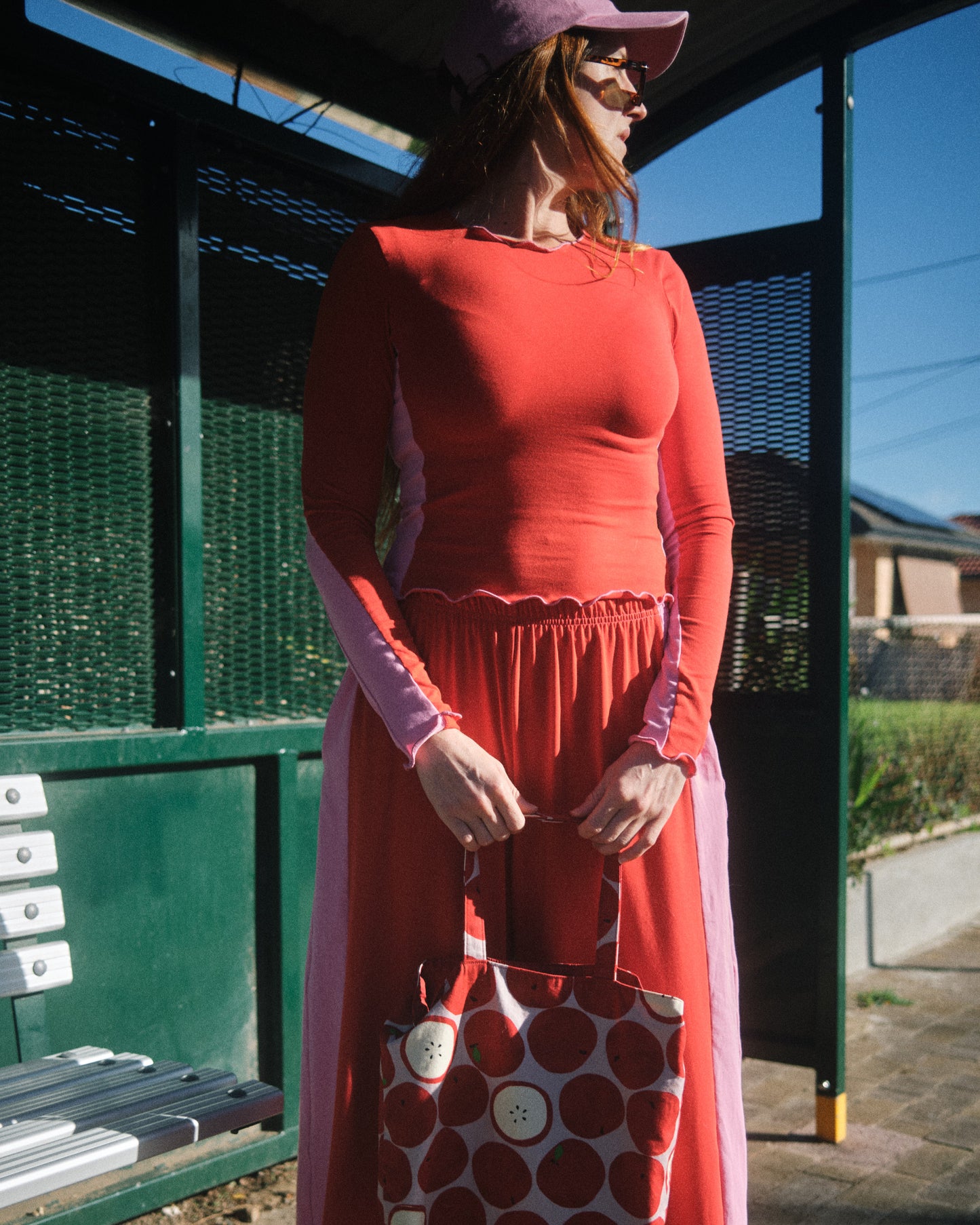 SPORTY SPLICE LONG SLEEVE TOP CHERRY BUBBLEGUM