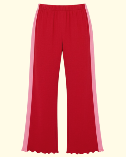 SPORTY SPLICE WIDE LEG PANTS CHERRY BUBBLEGUM