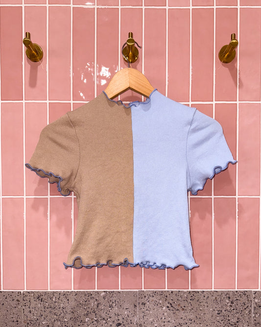 BABY TEE | BABY BLUE & LATTE