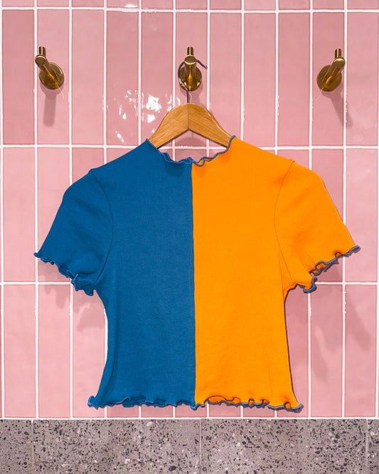 BABY TEE ORANGE & ELECTRIC BLUE