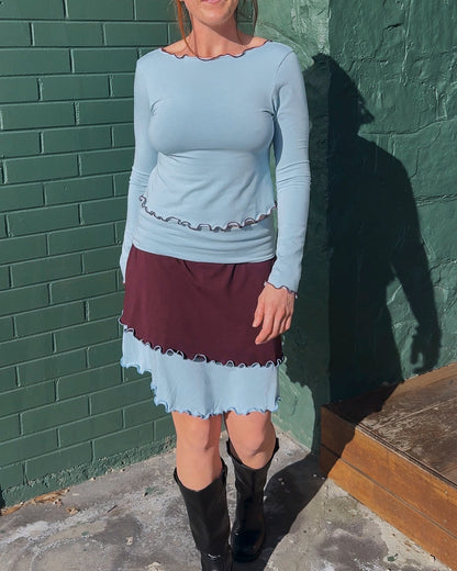 LOLA 2 IN 1 LONG SLEEVE TOP BLUE SKIES