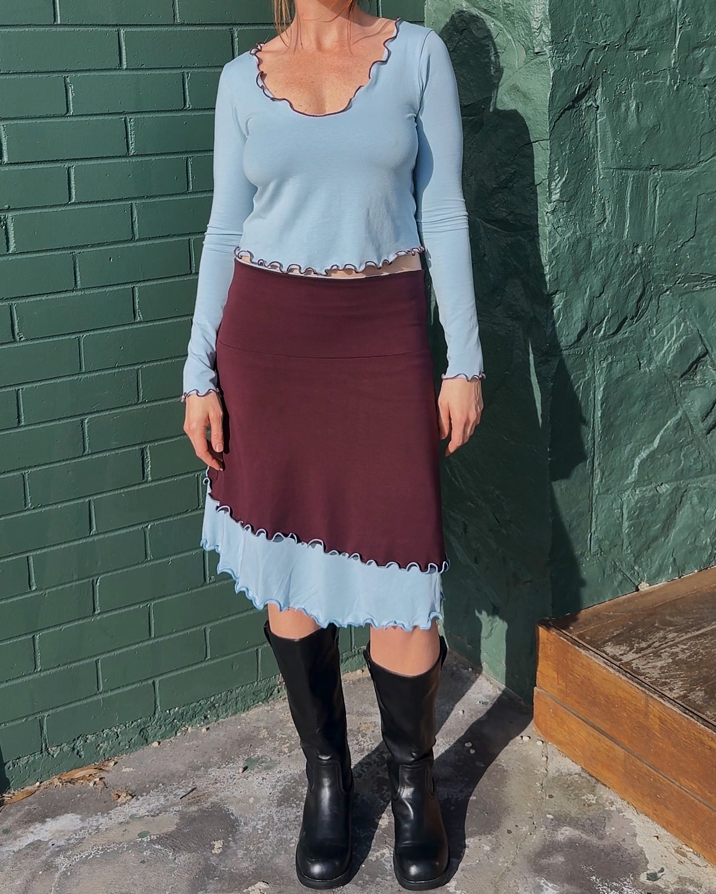LOLA 2 IN 1 LONG SLEEVE TOP BLUE SKIES