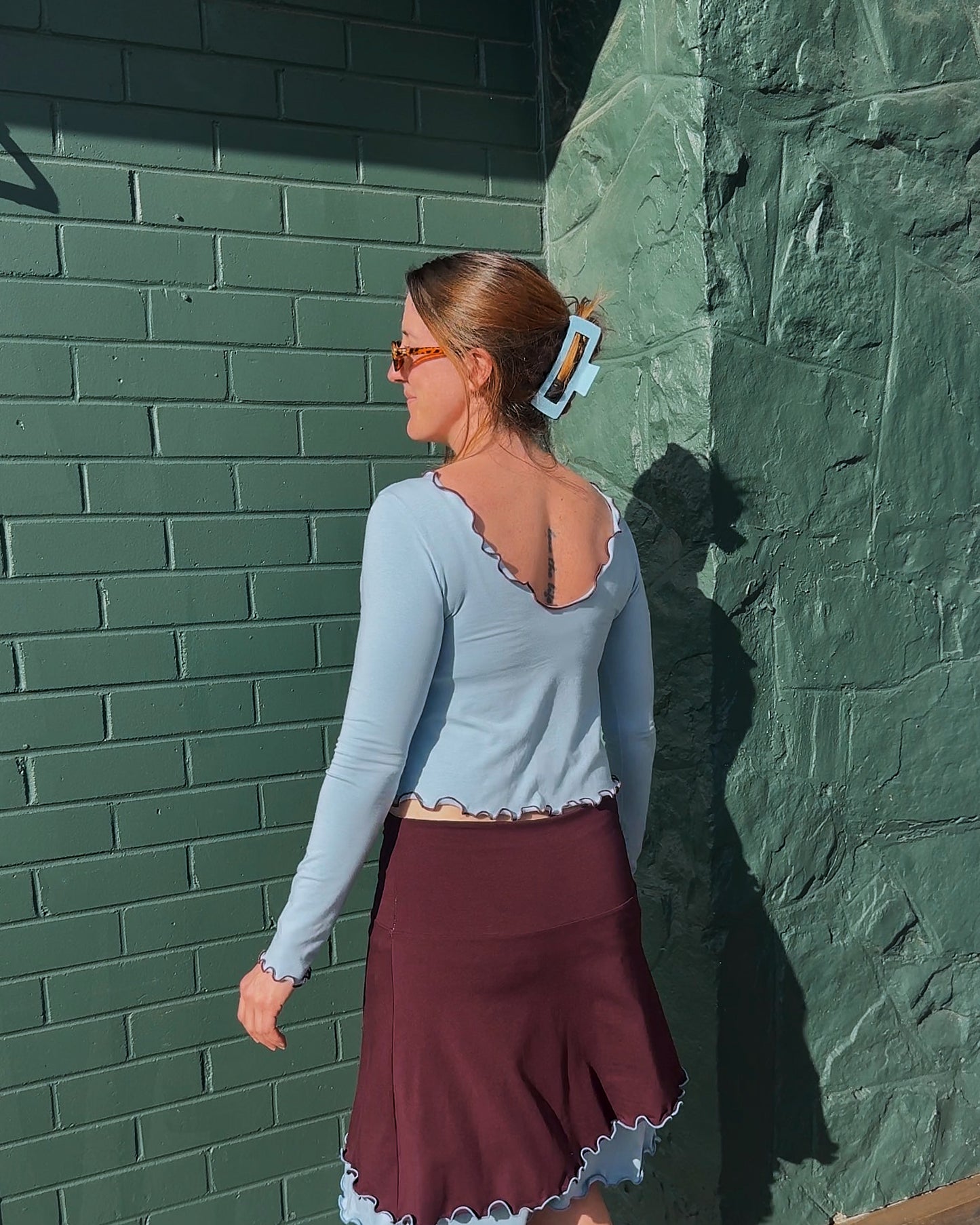 LOLA 2 IN 1 LONG SLEEVE TOP BLUE SKIES