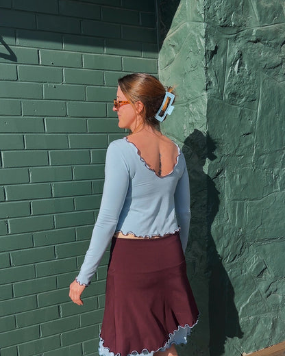 LOLA 2 IN 1 LONG SLEEVE TOP BLUE SKIES
